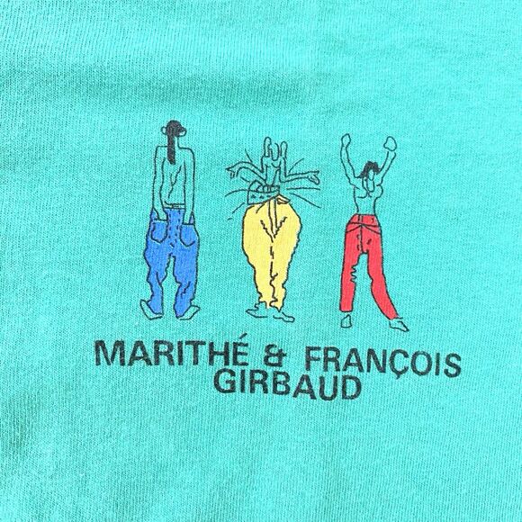 RARE Marithe & Francois Girbaud Y2K Green Graphic Tee New York Paris T-Shirt OS - Picture 1 of 10